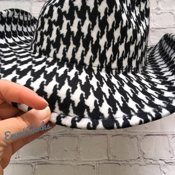 New Houndstooth Wide Brim Fedora Style Panama Black & White Hat ~ Alabama Bama main image 6